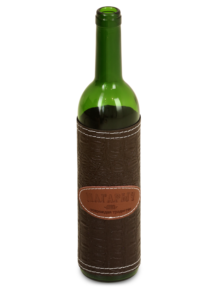 Бутылка Бордо зеленая, чехол коричневый